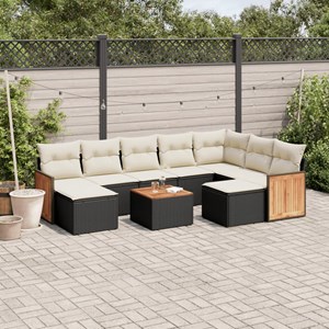 Maison exclusive - salon de jardin 10 pcs avec coussins noir résine tressée