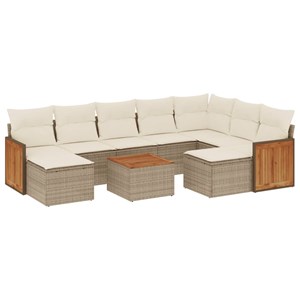Maison exclusive - salon de jardin avec coussins 10 pcs beige résine tressée