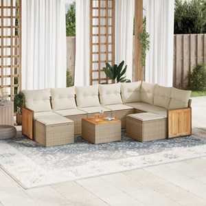 Maison exclusive - salon de jardin avec coussins 10 pcs beige résine tressée