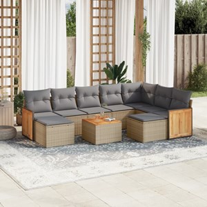 Maison exclusive - salon de jardin avec coussins 10 pcs beige résine tressée