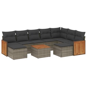 Maison exclusive - salon de jardin avec coussins 10 pcs gris résine tressée