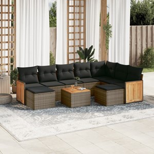 Maison exclusive - salon de jardin avec coussins 10 pcs gris résine tressée