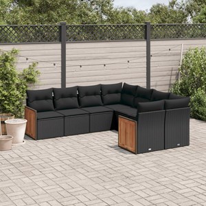Maison exclusive - salon de jardin 8 pcs avec coussins noir résine tressée
