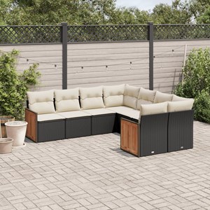 Maison exclusive - salon de jardin 8 pcs avec coussins noir résine tressée