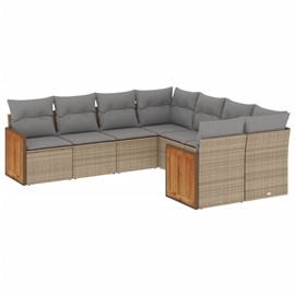 Maison exclusive - salon de jardin avec coussins 8 pcs beige résine tressée