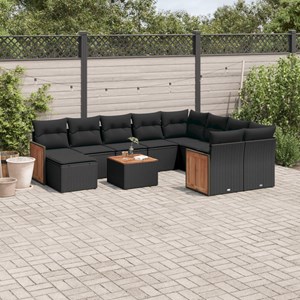Maison exclusive - salon de jardin 11 pcs avec coussins noir résine tressée