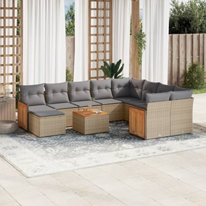 Maison exclusive - salon de jardin 11 pcs avec coussins beige résine tressée
