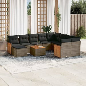 Maison exclusive - salon de jardin 11 pcs avec coussins gris résine tressée