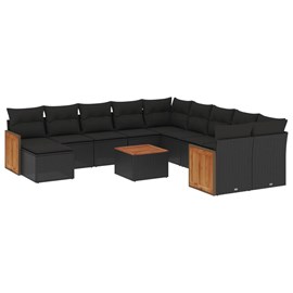 Maison exclusive - salon de jardin 12 pcs avec coussins noir résine tressée