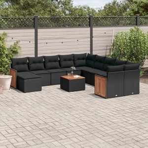 Maison exclusive - salon de jardin 12 pcs avec coussins noir résine tressée