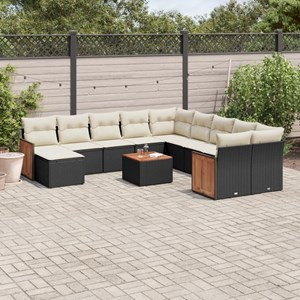 Maison exclusive - salon de jardin 12 pcs avec coussins noir résine tressée