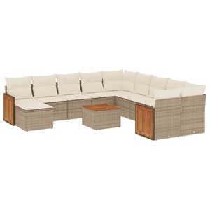 Maison exclusive - salon de jardin avec coussins 12 pcs beige résine tressée