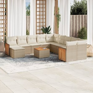 Maison exclusive - salon de jardin avec coussins 12 pcs beige résine tressée