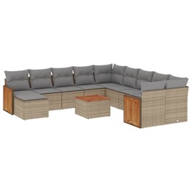 Maison exclusive - salon de jardin avec coussins 12 pcs beige résine tressée