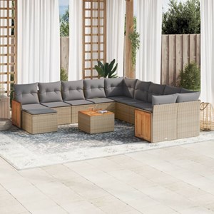 Maison exclusive - salon de jardin avec coussins 12 pcs beige résine tressée