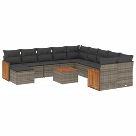 Maison exclusive - salon de jardin avec coussins 12 pcs gris résine tressée