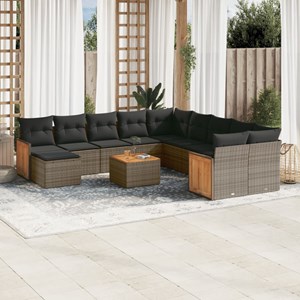 Maison exclusive - salon de jardin avec coussins 12 pcs gris résine tressée