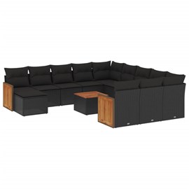 Maison exclusive - salon de jardin avec coussins 13 pcs noir résine tressée