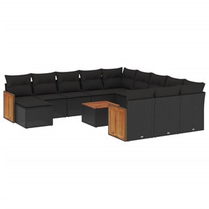 Maison exclusive - salon de jardin avec coussins 13 pcs noir résine tressée