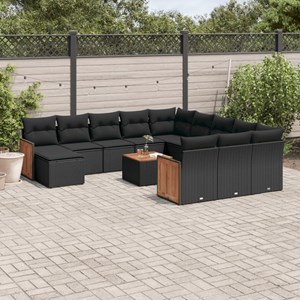 Maison exclusive - salon de jardin avec coussins 13 pcs noir résine tressée