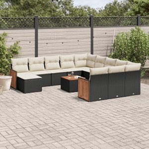 Maison exclusive - salon de jardin avec coussins 13 pcs noir résine tressée