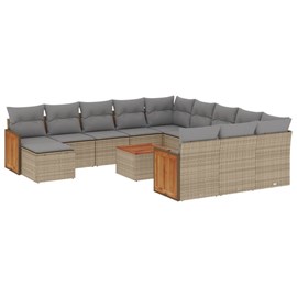 Maison exclusive - salon de jardin avec coussins 13 pcs beige résine tressée