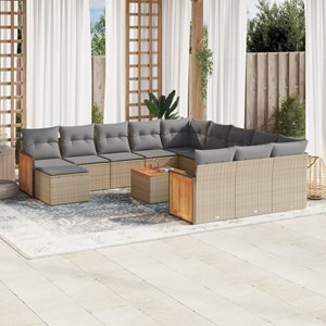 Maison exclusive - salon de jardin avec coussins 13 pcs beige résine tressée