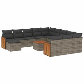 Maison exclusive - salon de jardin avec coussins 13 pcs gris résine tressée
