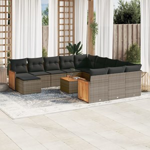 Maison exclusive - salon de jardin avec coussins 13 pcs gris résine tressée