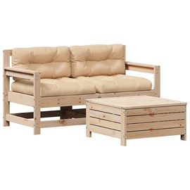 Maison exclusive - salon de jardin 3 pcs avec coussins bois de pin massif