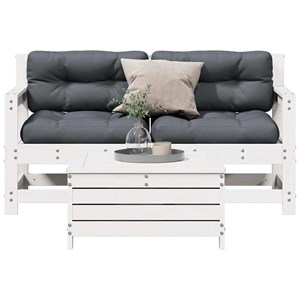 Maison exclusive - salon de jardin 3 pcs avec coussins blanc bois de pin massif