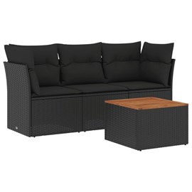 Maison exclusive - salon de jardin 4 pcs avec coussins noir résine tressée