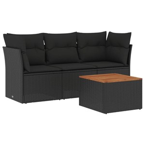 Maison exclusive - salon de jardin 4 pcs avec coussins noir résine tressée