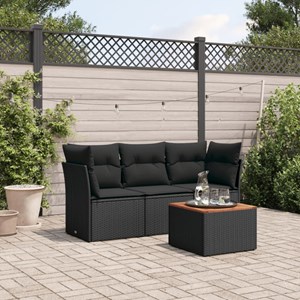 Maison exclusive - salon de jardin 4 pcs avec coussins noir résine tressée