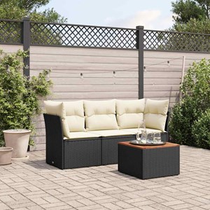 Maison exclusive - salon de jardin 4 pcs avec coussins noir résine tressée