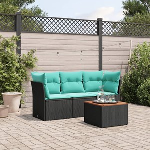 Maison exclusive - salon de jardin 4 pcs avec coussins noir résine tressée
