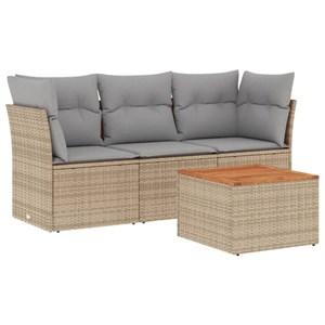 Maison exclusive - salon de jardin avec coussins 4pcs mélange beige résine tress