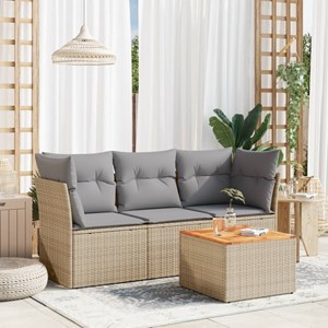 Maison exclusive - salon de jardin avec coussins 4pcs mélange beige résine tress