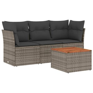 Maison exclusive - salon de jardin 4 pcs avec coussins gris résine tressée
