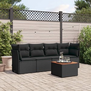 Maison exclusive - salon de jardin 5 pcs avec coussins noir résine tressée