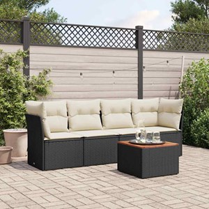 Maison exclusive - salon de jardin 5 pcs avec coussins noir résine tressée