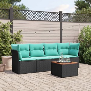 Maison exclusive - salon de jardin 5 pcs avec coussins noir résine tressée