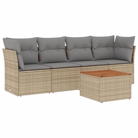Maison exclusive - salon de jardin avec coussins 5pcs mélange beige résine tress