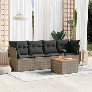 Maison exclusive - salon de jardin 5 pcs avec coussins gris résine tressée