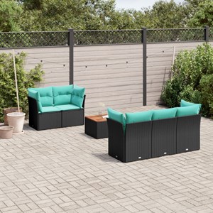 Maison exclusive - salon de jardin 6 pcs avec coussins noir résine tressée