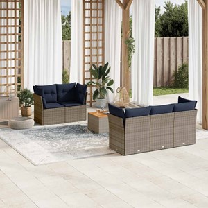 Maison exclusive - salon de jardin 6 pcs avec coussins gris résine tressée