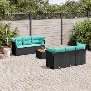 Maison exclusive - salon de jardin 7 pcs avec coussins noir résine tressée