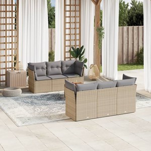 Maison exclusive - salon de jardin avec coussins 7pcs mélange beige résine tress