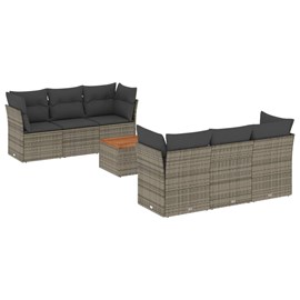 Maison exclusive - salon de jardin avec coussins 7 pcs gris résine tressée