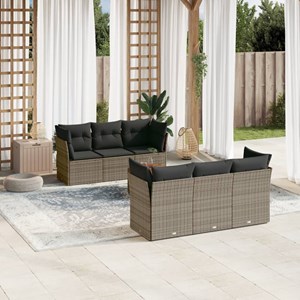 Maison exclusive - salon de jardin avec coussins 7 pcs gris résine tressée